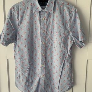Banana Republic Men's Light Blue Pink‎ Small Flamingo Shirt Beach Preppy Casual